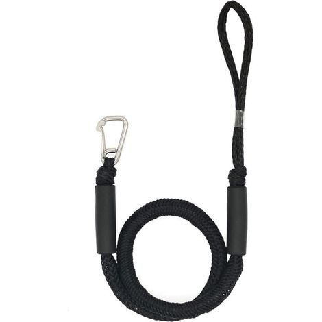 2 Pcs Ligne De Quai De Bateau 4-5,5 Ft Corde D'amarrage Bungee Dockline Bateau en Acier Inoxydable Clip Accessoires noir, deux pièces (1/4)