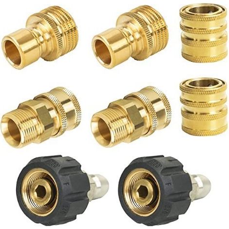 Set de 8 Raccords de Tuyauterie en Acier Inoxydable - Adaptateur Rapide M22 Mâle et 3/8 Femelle pour Pistolet à Eau Anti-Explosion (1/4)