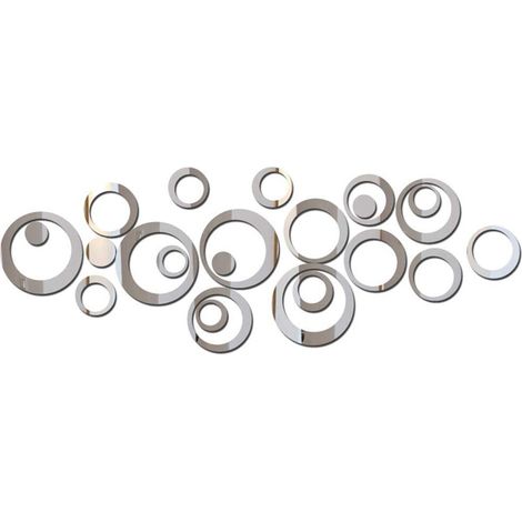 Modern design spiegelset, acryl decoratieve spiegelkristal, diamant, 23 stuks/set, 3D, doe-het-zelf, zilver (1/5)