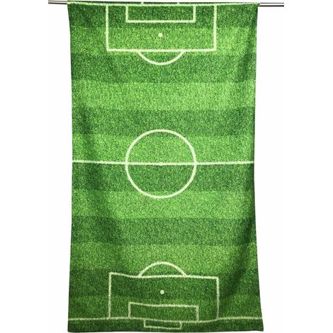Serviette de plage en éponge, terrain de football, grande taille, 90 x 170 cm