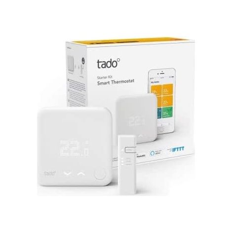 Tado Kit Base, Termostato Intelligente Cablato V3+, Termostato digitale per caldaia, Cronotermostato, Termostato intelligente, compatibile con Alexa, Siri e Google Assistant