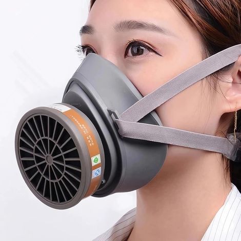 Dust Proof Half Mask for Vapors, Sand, Asbestos, Gas, Acid and Ammonia with Safety Glasses, Particle Protection Filters, Painter, Masks and More (1/5)
