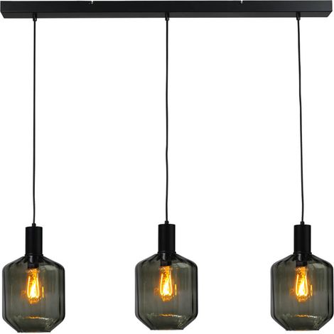 Lampe suspendue 3 lumières - noire - Porto avec verres verts Jagger - 2711-05-05-100-3-10 (1/3)