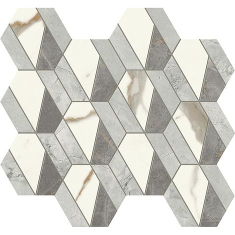 Mosaïque effet Marbre Mix Hexa 37,2x32,2x0,9 cm Brillant Montira - Mur intérieur (vendu par carton de 0,7189 m²) - RO'MA CARRELAGE (1/5)