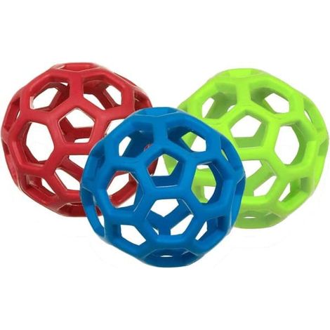 Balle jouet pour animaux de compagnie, balle creuse pour chien, balle de tennis extensible en caoutchouc résistant aux morsures, lot de 3 (1/4)