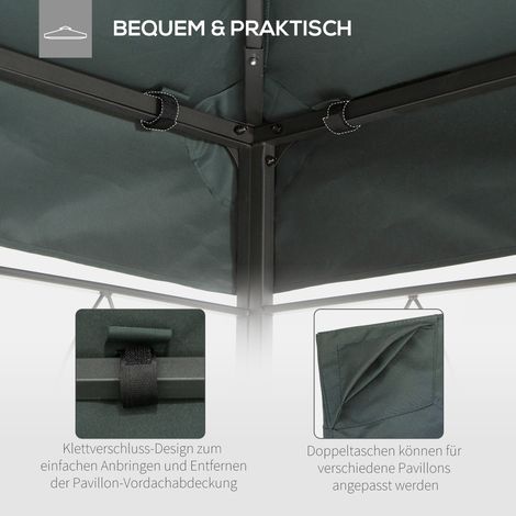 Bâche de remplacement Outsunny pour tonnelle 3x4 m, toit imperméable double couche, housse de rechange pour abri de jardin, pièce détachée en polyester, gris anthracite