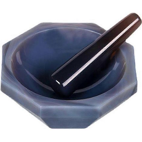 Mortier et pilon en agate naturelle (toutes tailles : 70 mm 80 mm 90 mm 100 mm 110 mm 120 mm) – diamètre intérieur : 90 mm (1/4)