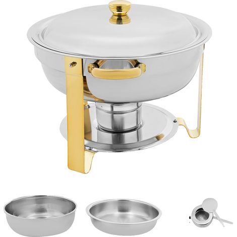 Ensemble de plats à réchaud, 2 pièces, construction en acier inoxydable élégant, GRIS (1/2)