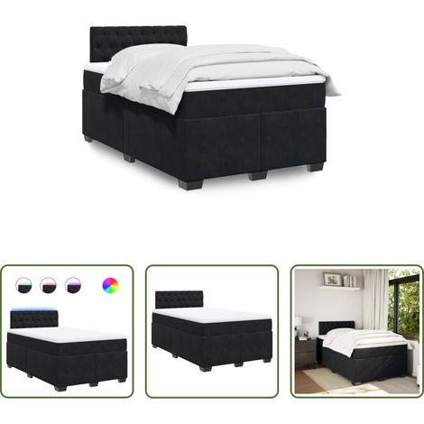 Matelas à ressorts ensachés - Sommier à lattes de lit avec matelas noir 120x190 cm velours (1/5)