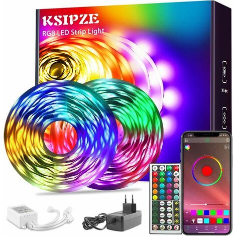 Ruban Led 20M, Bande Led 5050 RGB, Led Ruban Lumineuse Flexible Multicolore avec Télécommande pour chambre, Bar, Cuisine, Mariage, Fête (1/5)