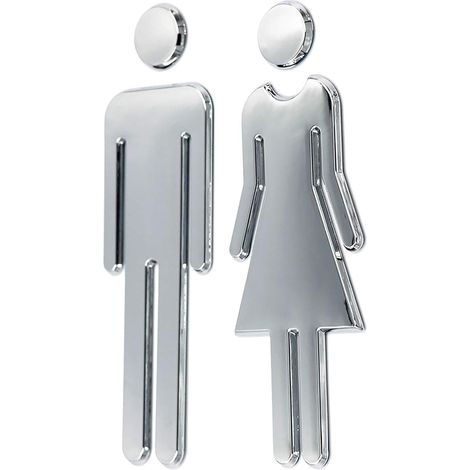 Acryl-Klebeschilder für Herren- und Damentoiletten, 7,8 Zoll (silber) (1/5)