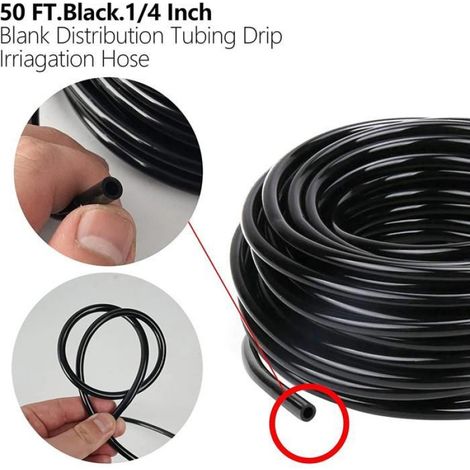 Tube de distribution pour irrigation goutte à goutte, PVC flexible, 15 m, 1/4 pouce, résistant aux UV (1/4)