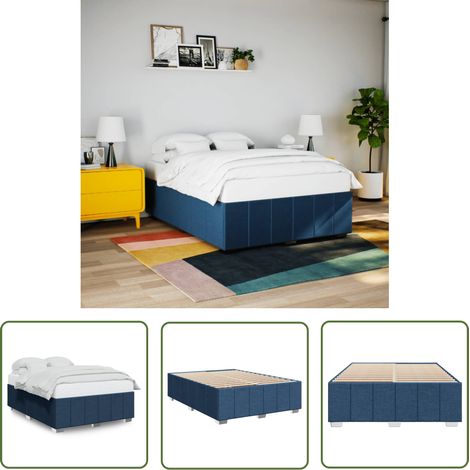 vidaXL Cadre de lit sans matelas bleu 160x200 cm tissu (1/5)