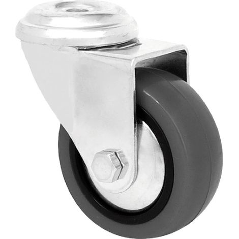 Roulette Meuble Emily Sans Frein, Caoutchouc Gris, Trou Central ø8 Mm, ø40 Mm - Cascoo