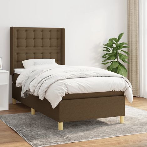 Boxspringbett mit Matratze Dunkelbraun 100x200 cm Stoff (1/5)