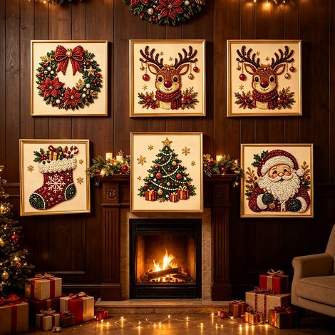 5D Acrylic Diamond Pearl Painting Series Santa Claus Reindeer Wreath Stocking Decoration Gift -- Christmas Tree (1/5)