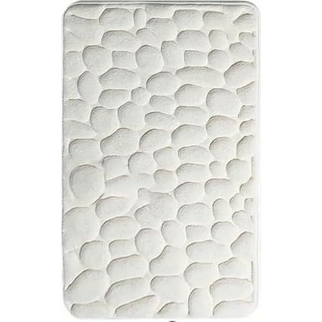 1 Stück (milchig weiß, 40 x 60 cm) Bodenmatte mit Kieselsteinprägung, rutschfeste, wasserabsorbierende Bodenmatte für den Badezimmereingang (1/3)