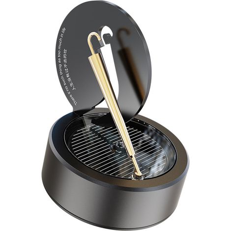 Diffuseur d'arômes solaire rotatif pour voiture, petit format, noir (parfum), idéal pour la décoration et les cadeaux. Contient 1 pastille d'aromathérapie et 1 flacon d'huile essentielle. (1/5)