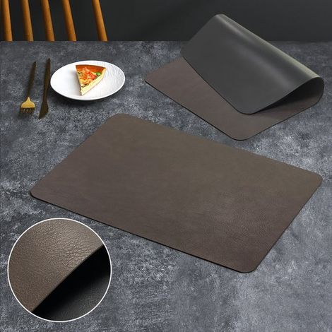 Wendbares Platzset 2 zweifarbige, rutschfeste Platzsets aus Kunstleder, waschbar und leicht zu reinigen für den täglichen Gebrauch, Dunkelbraun, (1/5)