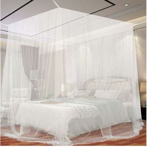 1pc White 190 x 210 x 240cm Mosquito Net for Bed, Large Square Mosquito Net for Extra Large Bed, Indoor and Outdoor Mosquito Net Canopy for Single and Double Beds (1/4)