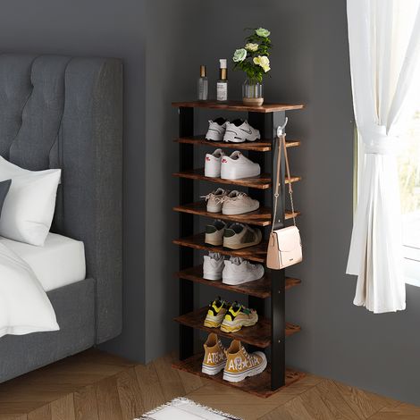 8-Tier Retro Style Vertical Shoe Rack 50cm W x 28cm D x 113cm H (1/4)