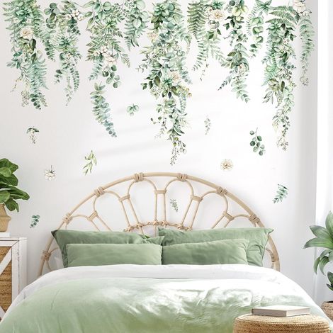 Stickers Muraux Feuilles Verts Plantes Autocollant Mural Vigne (1/5)