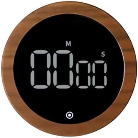 Minuteur de cuisine aspect bois, affichage num��rique LED rotatif, compte �� rebours magn��tique, bo��tier rond aspect bois