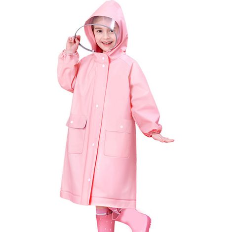 Kinder-Regenmantel Sakura Pink, süß, wasserdicht, leicht und strapazierfähig, mit Rucksackfach für Mädchen, Größe M (1/5)