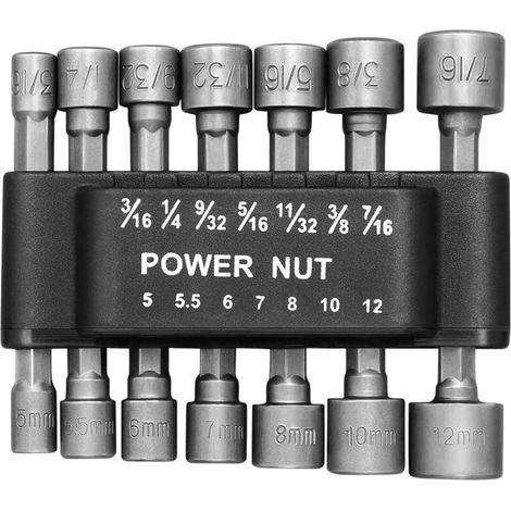 Screwdriver Accessories Set of 14 sockets 5-13 mm - 1/4" hex adapter socket - For cordless drill or screwdriver (1/5)