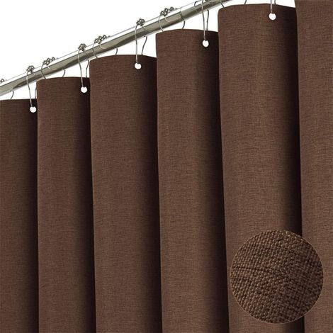 Rideau de douche en lin de qualité supérieure 240 x 200 cm Imperméable Anti-moisissure Pour salle de bain Café 180 x 200 cm (1/5)