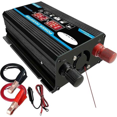 Convertisseur de tension 12V vers 220V 4000W, pur onduleur sinusoïdal, protection contre surcharge, compact 161x112x56mm, idéal pour camping-car et bateau (1/5)