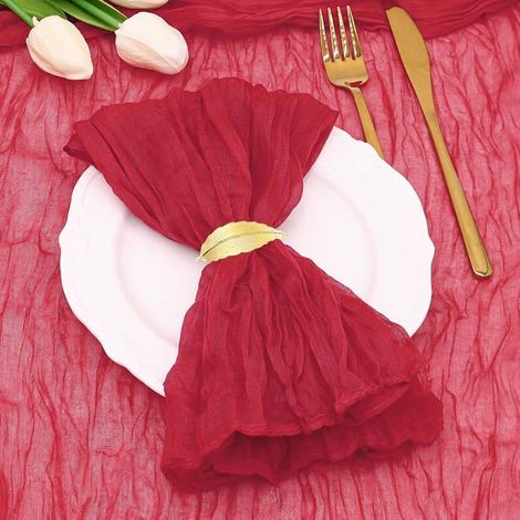 Serviettes de table Lot de 12 Coton Texture gaufrée Mariage, Fête, Maison 50 x 50 cm Rouge (1/5)