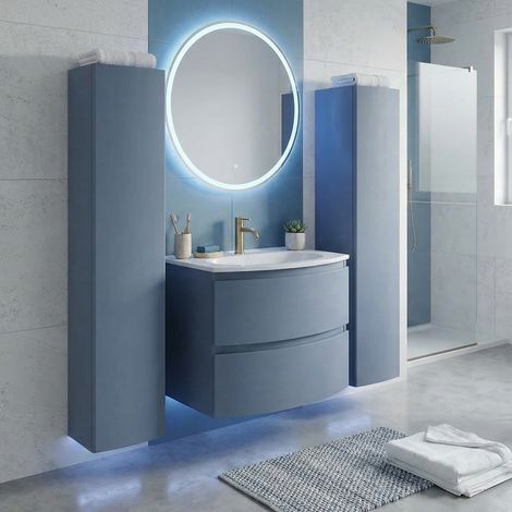 ARMONIA Ensemble meuble + vasque L.70 cm + 2 colonnes Bleu-Mer (1/5)