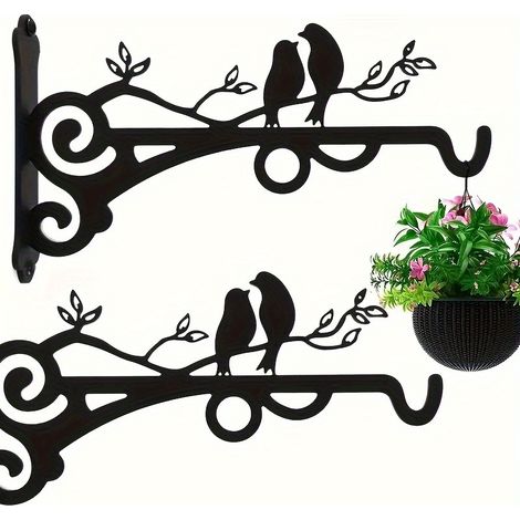 Filiyano-Lot de 2 supports pour paniers à fleurs, crochets polyvalents pour suspendre les plantes, fixation murale intérieure/extérieure (2 pièces) (1/5)