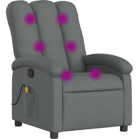 Fauteuil de massage ergonomique en tissu gris foncé – Siège relaxant avec fonction chauffage, rouleaux à compression et 3 niveaux d’intensité – Pour soulager les tensions lombaires et dorsales (1/5)