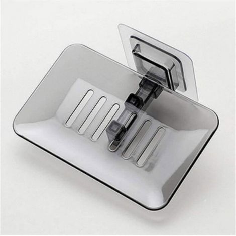Porte-Savon - Ventouse Ultra-Forte - Pour Salle De Bain Et Douche - Sans Perçage - 13.7 x 8.7 cm - Noir (1/2)