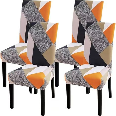 Housse de chaise extensible 6 pièces – Polyester élasthanne lavable – Protection contre taches et usure – Pour chaises 38-48 cm (1/5)
