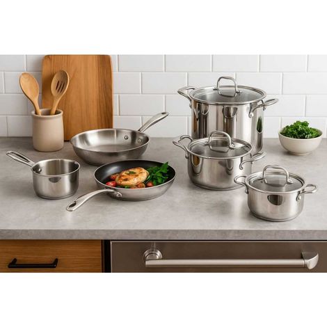 Batterie de cuisine - Tous feux dont induction - COSY & TRENDY-CLASSIC - Acier inoxydable - 11 pièces (1/4)