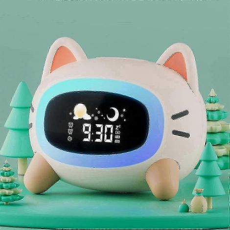 Réveil pour enfants, réveil pour tout-petits avec veilleuse, réveil pour apprendre à dormir aux enfants, joli réveil en forme de lapin avec chiffres, convient aux filles. (1/5)