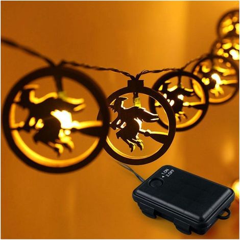 Guirlande lumineuse en bois pour Halloween, décoration de fête, ambiance bistrot, intérieur (couleur chaude du sorcier) (1/4)