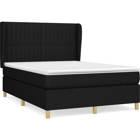 Maison Exclusive - Cama box spring con colchón tela negro 140x190 (1/5)