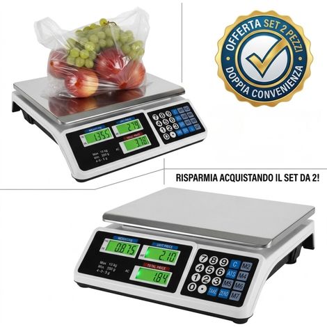 2x Bilancia Elettronica Professionale Digitale Da Banco Portata 40KG Display Led (1/5)