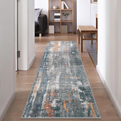 Flurläufer 65x240 cm rutschfest, waschbar, Küchenläufer, moderner Teppich Orange-Braun (1/5)