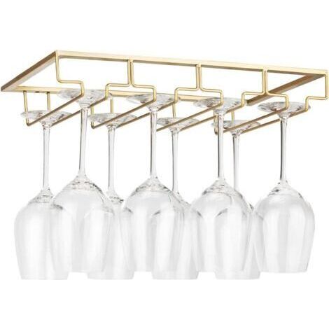Support de verre à vin suspendu sous armoire – Métal doré – Capacité 6 à 9 verres – Facile à installer – Design moderne