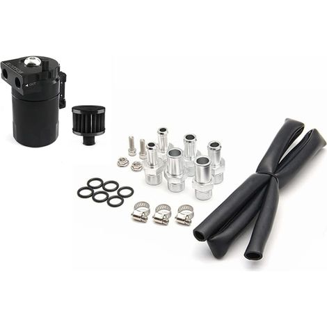 Caraffa raccogliolio applicabile 300 ml Serbatoio carburante per auto in alluminio con filtro aria e tubo universale Accessori di ricambio per scatola olio (nero)