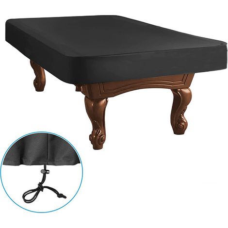 Housse de table de billard en tissu Oxford avec revêtement PVC imperméable et argenté pour table de ping-pong d'extérieur. Modèle avec cordon de serrage, légère et noire. (1/2)