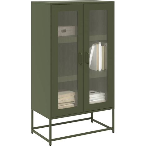 vidaXL Credenza Verde Oliva 68x39x123 cm in Acciaio