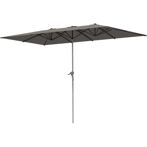 Doppelseitiger Schirm, 451 x 264 cm Sonnenschirm mit Kurbelsystem, 12 Metallstreben, Aluminiummast, Dunkelgrau