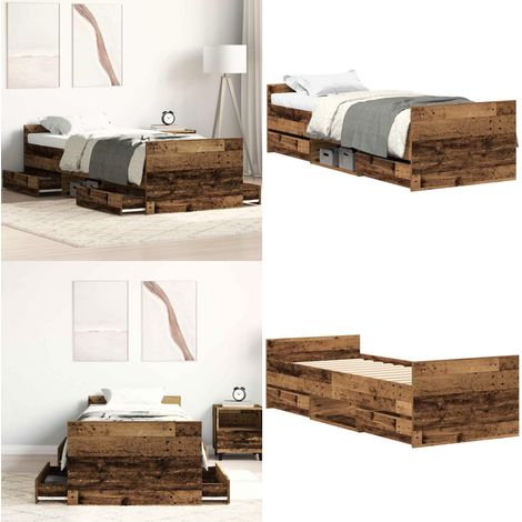 vidaXL Bettgestell ohne Matratze Altholz-Optik 100x200cm Holzwerkstoff (1/5)