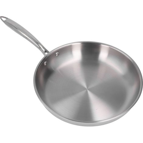 Edelstahl-Bratpfanne, verdickt, Edelstahl 304, unbeschichtet, 3-lagig, Edelstahlpfanne für Omeletts, 28 cm (11,02 Zoll) (1/5)